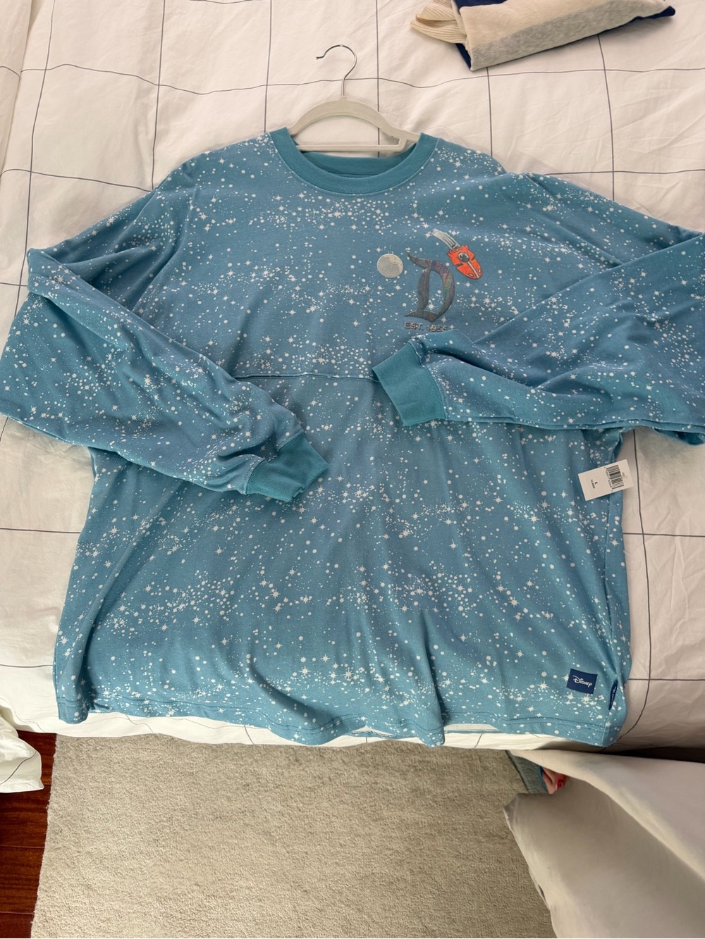 New w/ Tags Spirit Jersey - Tomorrowland -Disney Blue Speckled Long Sleeve Shirt
